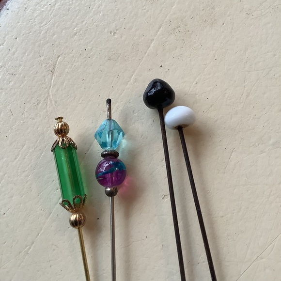 Bundle Set 10 Antique Vintage Hat Pins Plus Hatpin Ceramic Holder main image 4